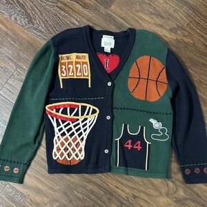 Women Christopher & Banks hand stitched basketball sweater cardigan